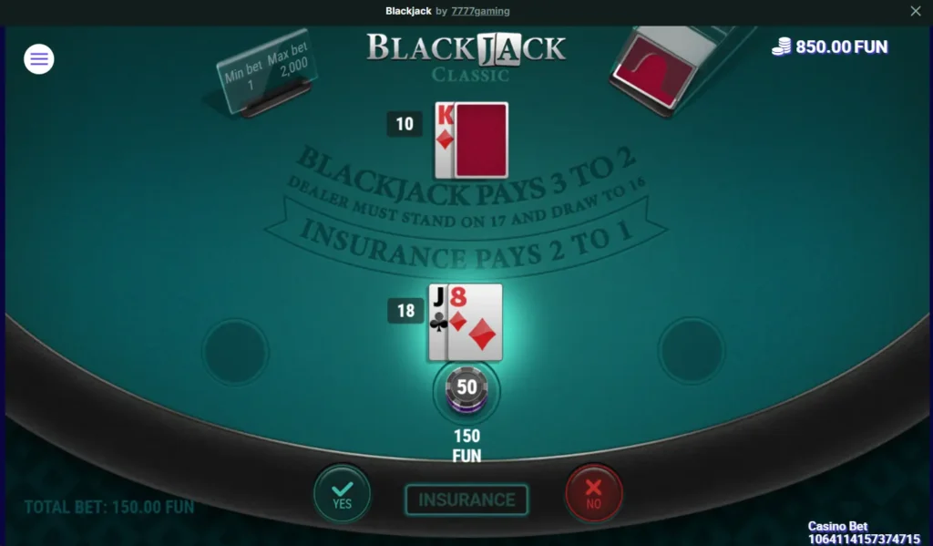 Blackjack Classic at BetNjet Online